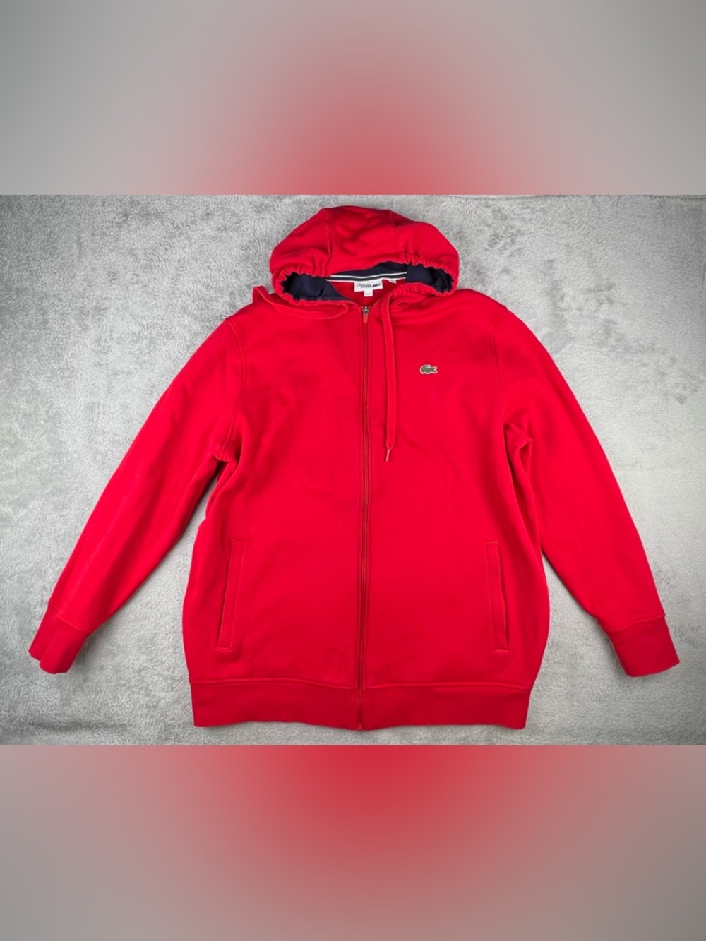 Lacoste Sport Hoodie Mens 1XLB Full Zip Hoodie Jacket Heavy Red Classic Croc